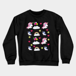 Cute unicorns, clouds, stars and hearts Crewneck Sweatshirt